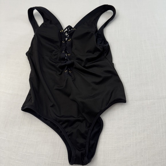 VICTORIAS SECRET Women S Swimsuit Black Lace Up Front Open Back One Piece Summer - Picture 6 of 12